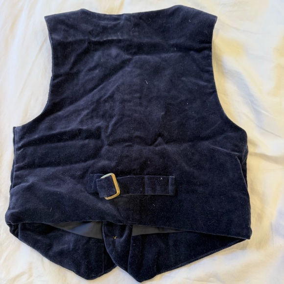 Janie and Jack Boys 3T Navy Blue Velvet Dress Vest | Holiday Formal - Picture 3 of 7